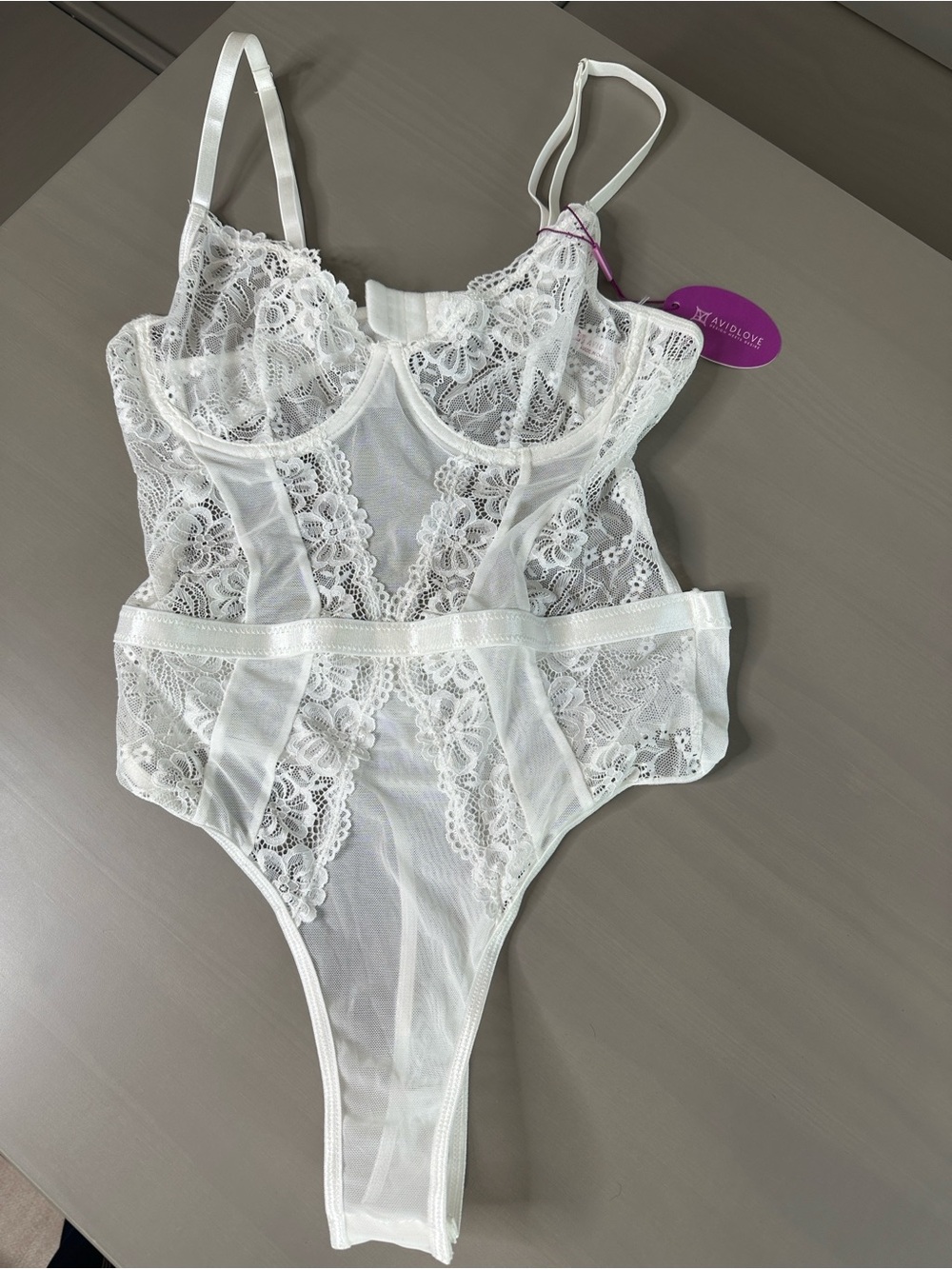 Sheer White Lace Bodysuit Chemise - Feminine Lace Detail